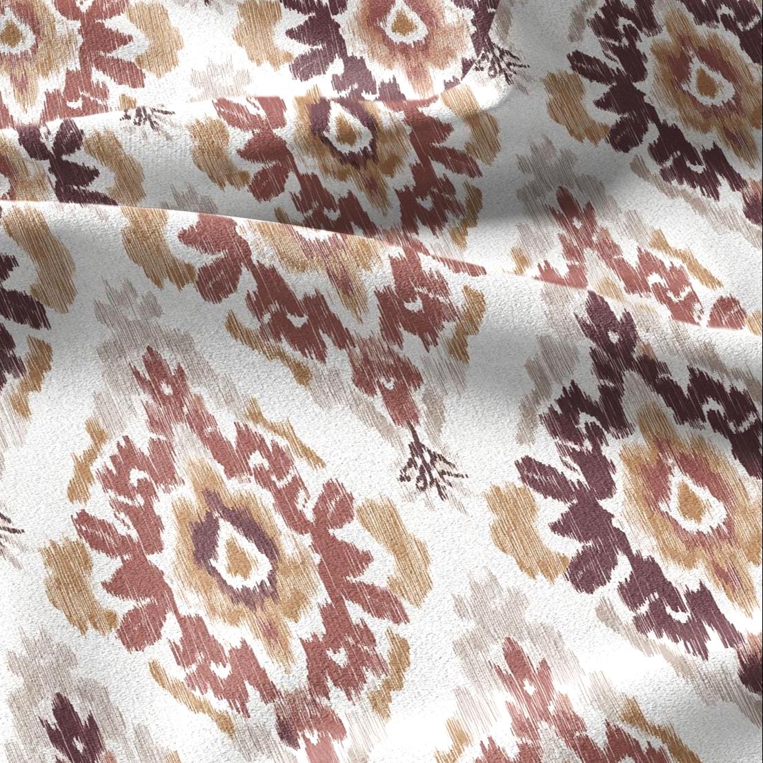 100% linen fabric red Ivory ikat floral print - Botanical artisanal Pattern - Ornate Home Decor 3425