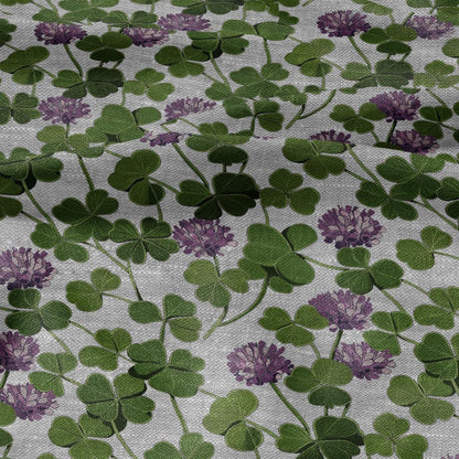 100% LINEN Fabric print Clover - oatmeal linen fabric with floral blossom print - heavy for upholstery home decor clothing 3040