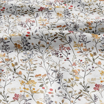 100% LINEN Fabric meadow flowers print - floral for upholstery home decor - medium for dress making 2352
