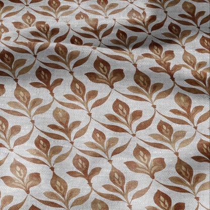 100% LINEN Fabric Brown naive flower print - sepia brown  - for upholstery home decor - medium for dress making 2909