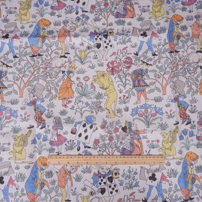 100% linen fabric - Alice in Wonderland by Voysey - Victorian Art crafts - Historical pattern for upholstery dress making 2984
