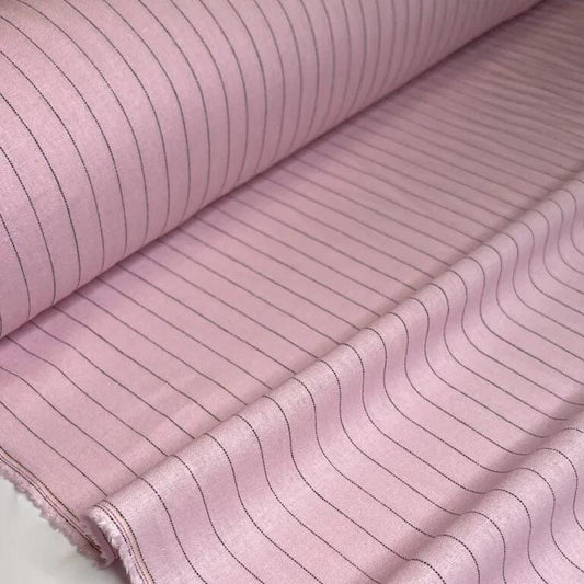 Premium Linen striped Fabric in pale pink | Toulouse stripe Medium weight multicolor stripes for clothing hometextile