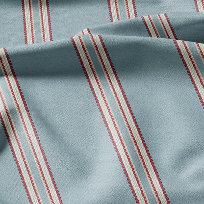 100% LINEN Fabric Scallop stripe print - block print linen heavy for upholstery home decor - medium for dress making 2837