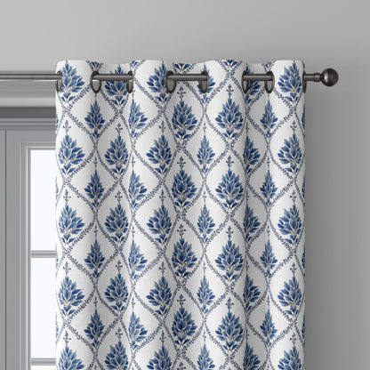 100% linen fabric Herritage geometric print - Vintage modern floral trellis 3422