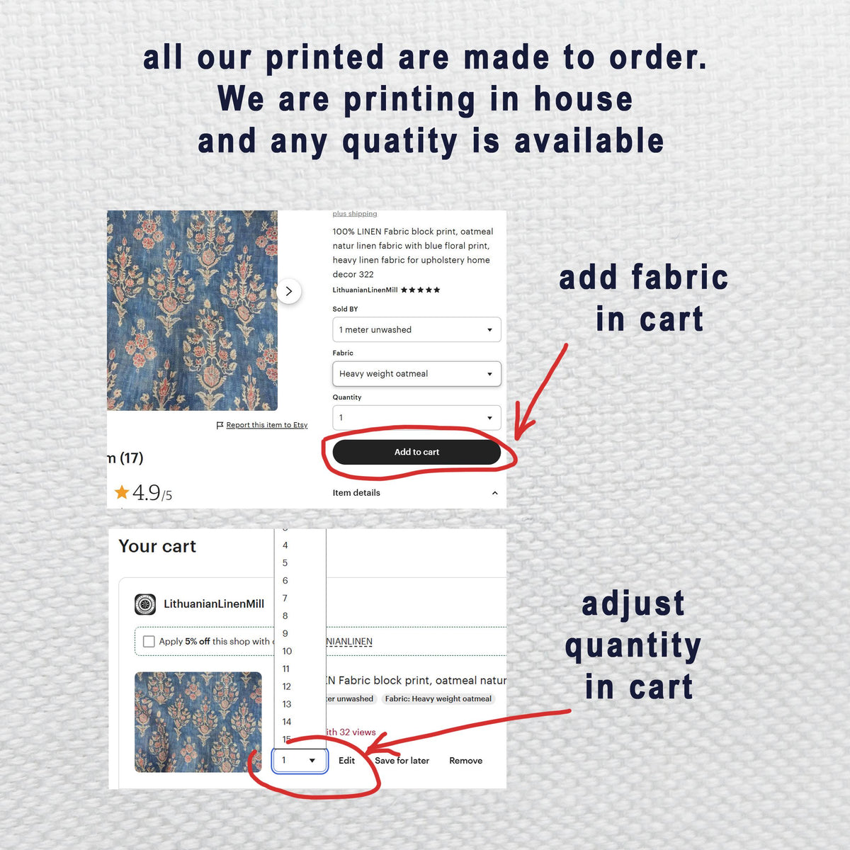 100% LINEN Fabric oriental print with geisha in cherry blossom -  botanical  heavy linen fabric for upholstery home decor 2770