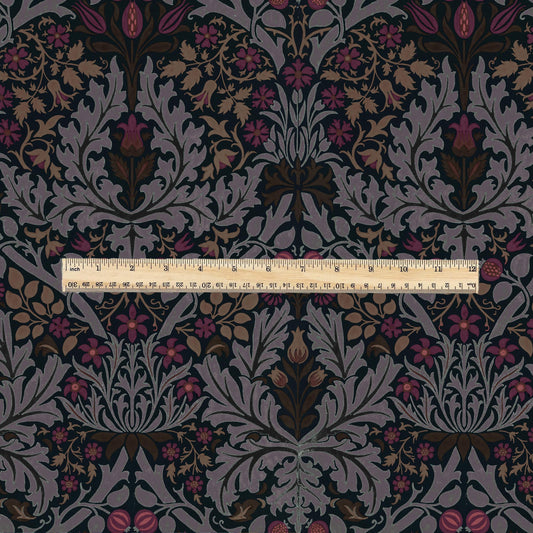 100% LINEN Fabric William Morris Autumn Leaves print - Modern vintage botanical - hVictorian Art Craft Brown 3153