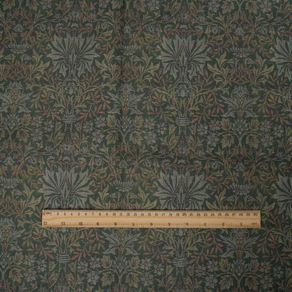 William Morris Green tapestry print Flower garden 100% LINEN fabric - Victorian Art and crafts Linen fabric botanical Historical 2110