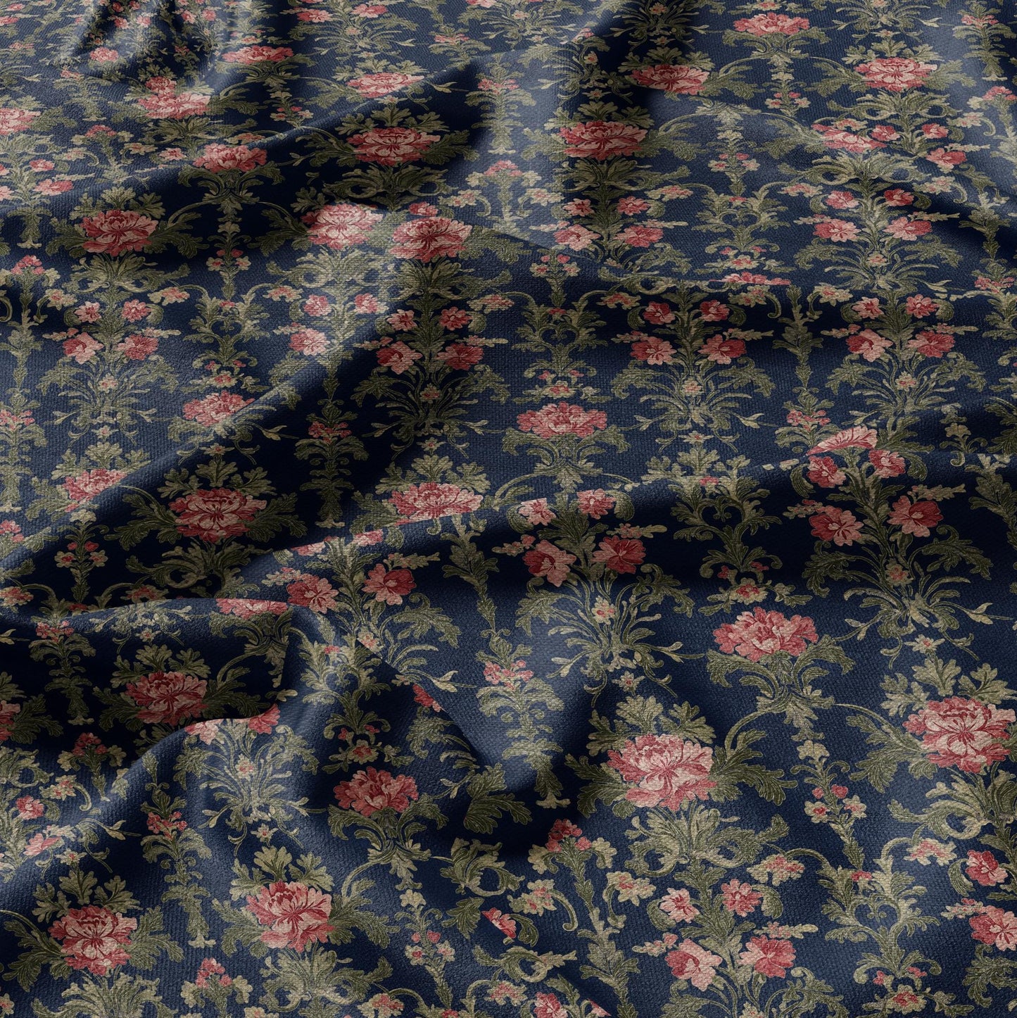 100% LINEN Fabric Regency navy - french floral linen Fabric by the Yard by LithuanianLinen for upholstery dressmaking curtains home textile