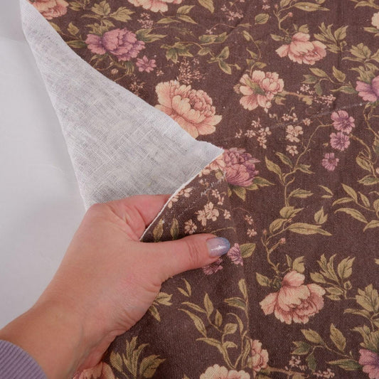 100% LINEN Fabric Provance peonies brown, linen fabric with floral print, heavy linen fabric for upholstery home decor clothing