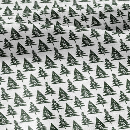 100% LINEN Fabric Fir tree  - modern green white fabric - heavy linen fabric for upholstery home decor 2845