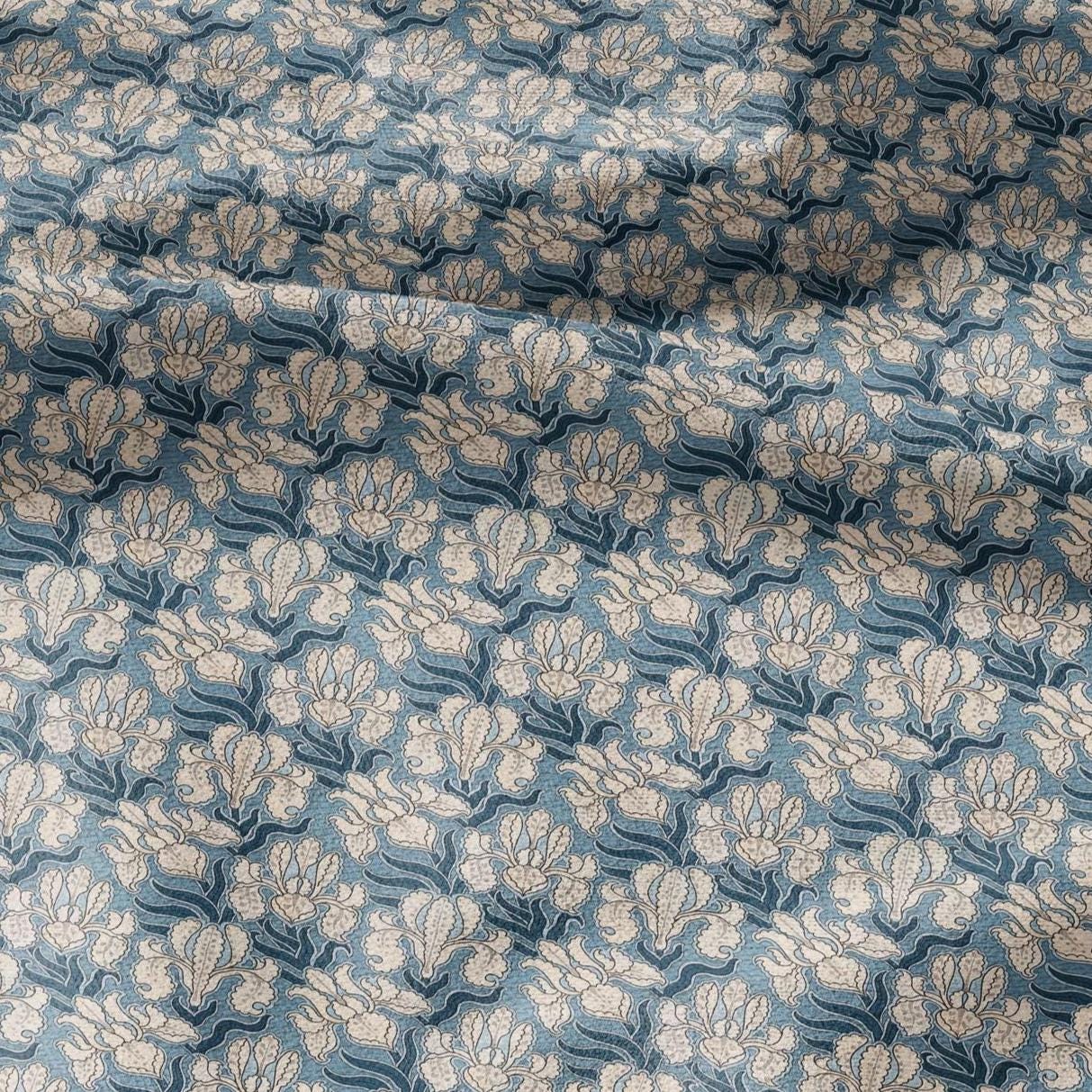 100% linen Art Nouveau Print fabric for Curtain Upholstery Cushion - Floral fabric IRIS - fabric material for dress making sewing