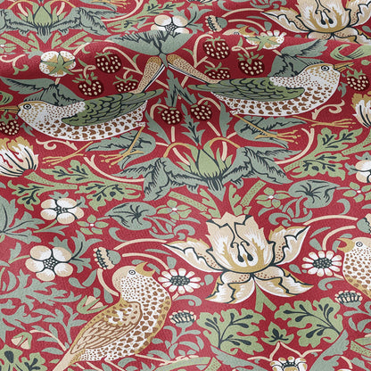 100% LINEN fabric - William Morris Strawberry thief red - British Victorian Art Craft flax - sewing home decor or clothing 3862