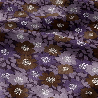 100% LINEN Fabric Modern purple flower - botanical floral - heavy linen fabric for upholstery home decor 3107