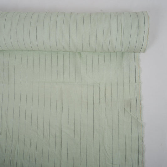 Premium Linen striped Fabric in pale green | Toulouse stripe Medium weight multicolor stripes  Copenhagen Stripe