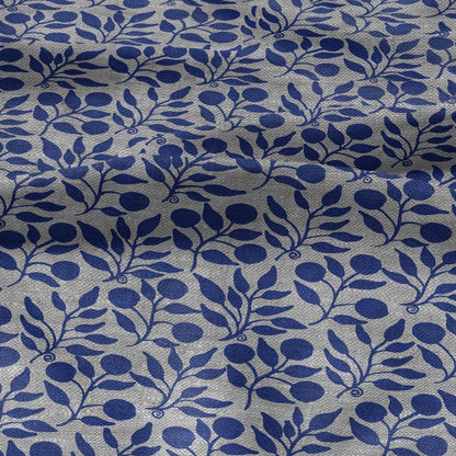 100% LINEN Fabric William Morris Rosehip blue gray - oatmeal linen fabric with botanical print - Victorian Art Craft Historical 3285