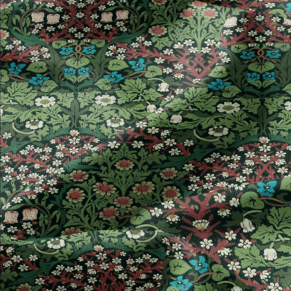 William Morris Blackthorn 100% LINEN Fabric - British linen floral upholstery home textile Victorian fabrics green 3175