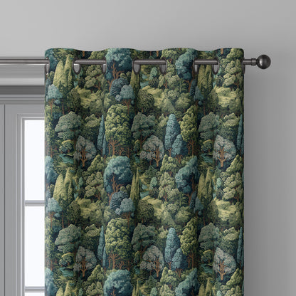 100% linen fabric Verdure tapestry print - Vintage green tree forest botanical  - Historical chinoiserie topiary 3348