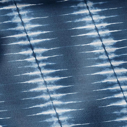 100% LINEN Fabric indigo blue print - Shibori abstract stripe - upholstery curtains dress making 2966