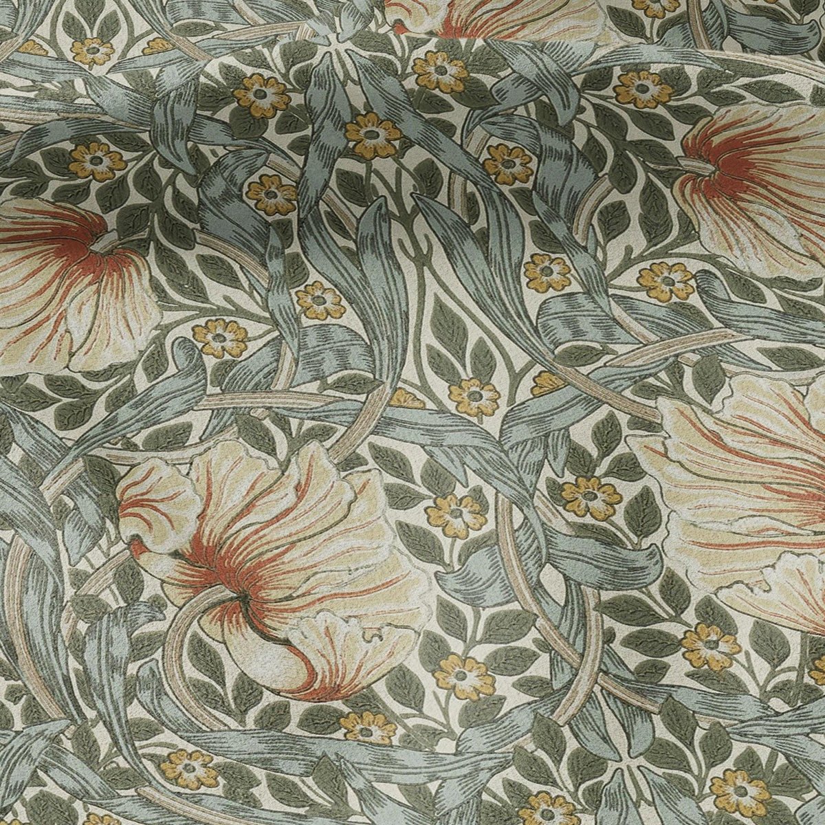 100% LINEN fabric - William Morris Pimpernel mineral - British Victorian flax - sewing upholstery home decor or clothing 3818