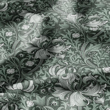 William Morris Golden Lily green 100% LINEN Fabric - British linen floral upholstery home textile Victorian fabrics 3221