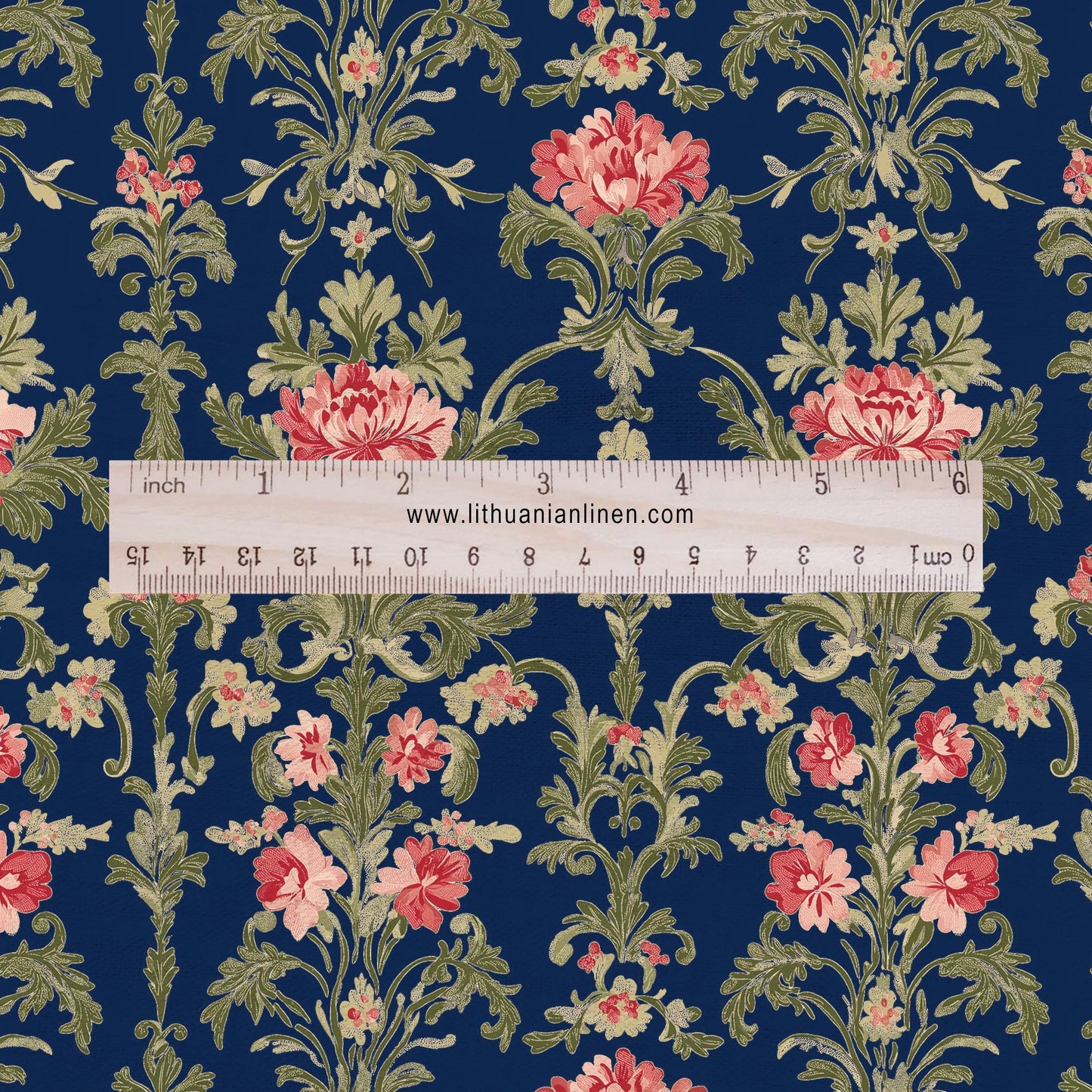 100% LINEN Fabric Regency navy - french floral linen Fabric by the Yard by LithuanianLinen for upholstery dressmaking curtains home textile