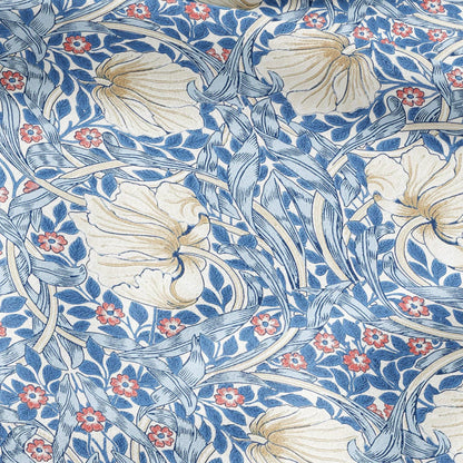 100% LINEN fabric - William Morris Pimpernel BLUE  - British Victorian Art Craft flax - sewing home decor or clothing 3841