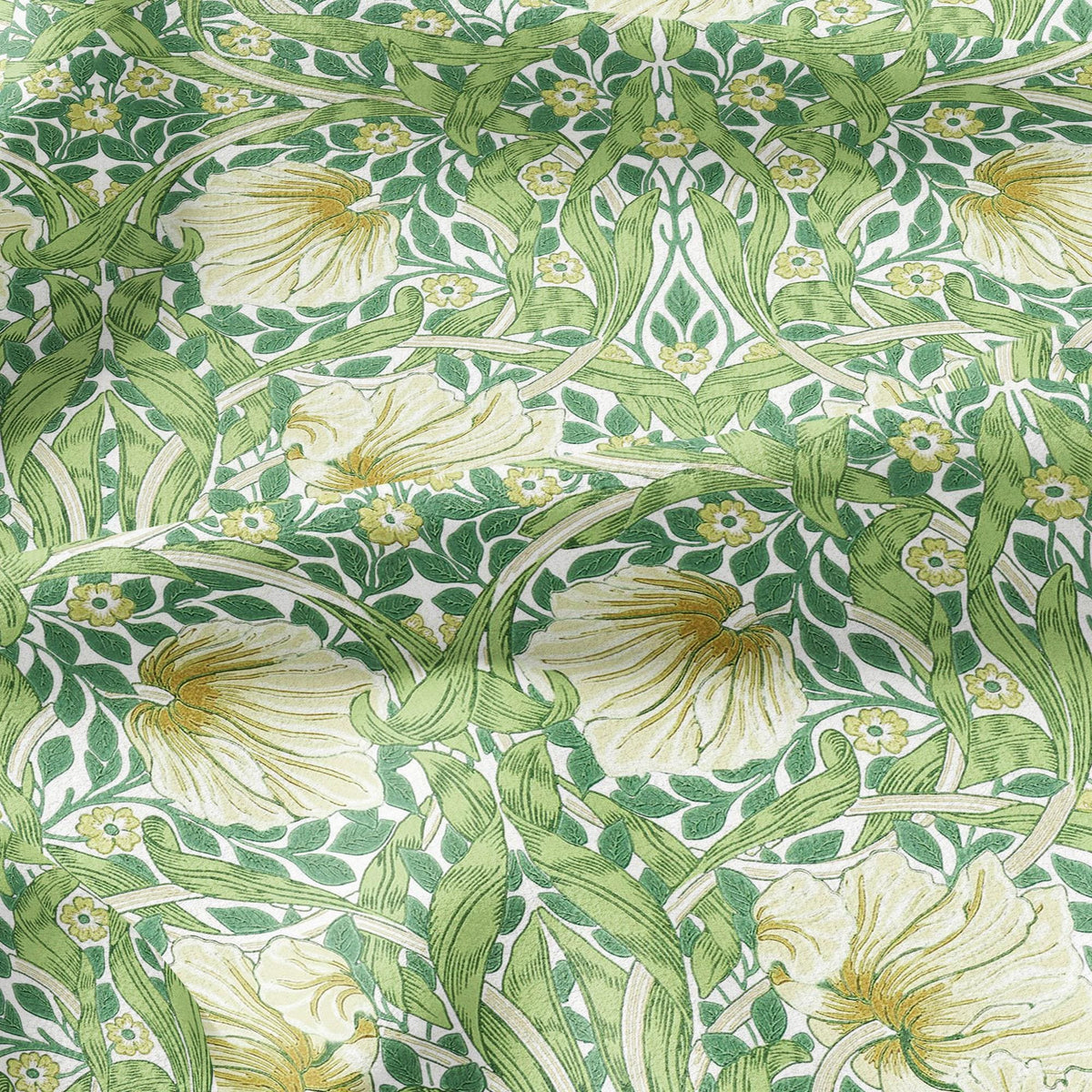 100% LINEN fabric - William Morris Pimpernel leave green - British Victorian Art Craft flax - sewing upholstery home decor or clothing 3812
