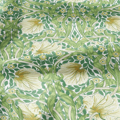 100% LINEN fabric - William Morris Pimpernel leave green - British Victorian Art Craft flax - sewing upholstery home decor or clothing 3812