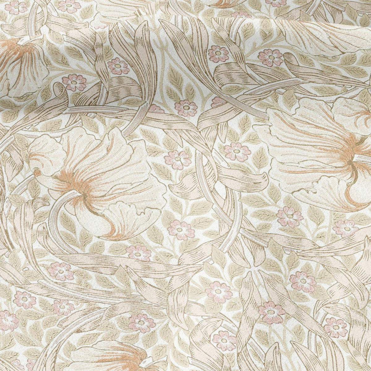 100% LINEN fabric - William Morris Pimpernel beige - British Victorian flax - sewing upholstery home decor or clothing 3848