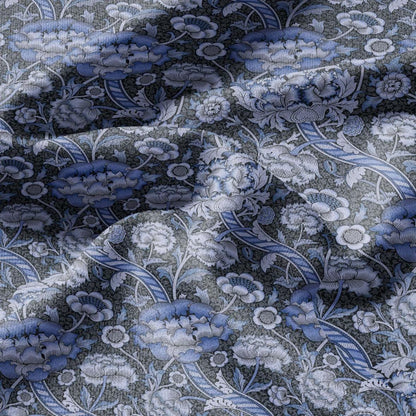 William Morris Wandle blue print on 100% LINEN - Victorian Art crafts linen Fabric - botanical Historical upholstery home textile 3163