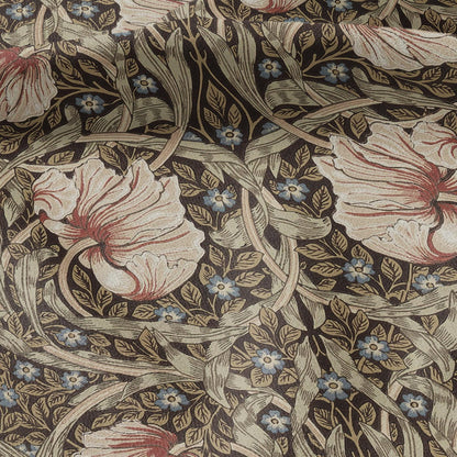 100% LINEN fabric - William Morris Pimpernel walnut brown sage - British Victorian flax - sewing upholstery home decor or clothing 3839