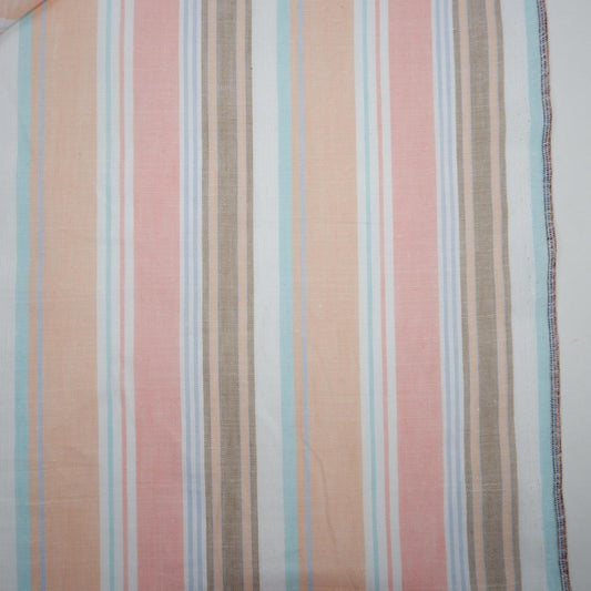 Premium Linen striped Fabric in blush pink white | Medium weight multicolor stripes Lisbon Stripe for clothing home textile