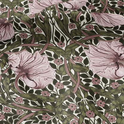 100% LINEN fabric - William Morris Pimpernel green pink - British Victorian flax - sewing upholstery home decor or clothing 3855