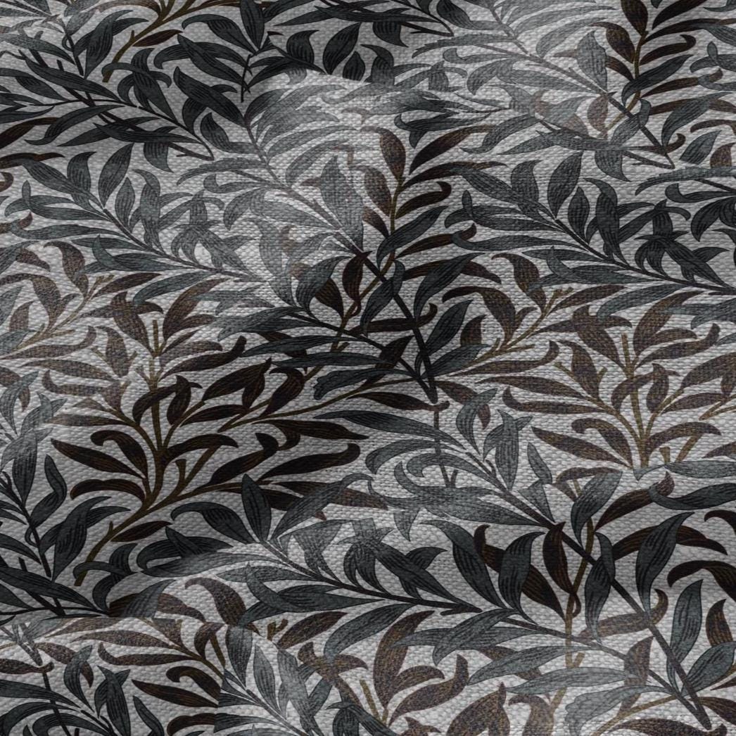 100% LINEN Fabric William Morris Bough Willow gray - oatmeal natur linen fabric with botanical print - Victorian Art Craft Historical 3174