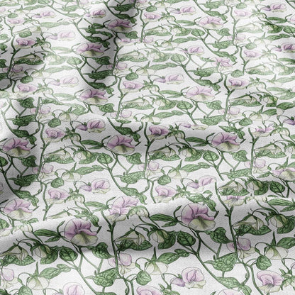 100% LINEN Sweet PEA Art and Crafts Fabric -  flax linen fabric botanical floral for cushion curtains dress making