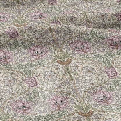 100% linen fabric William Morris Honeysuckle pastel pink print - Victorian Art crafts - Historical pattern for upholstery dress making 2979P