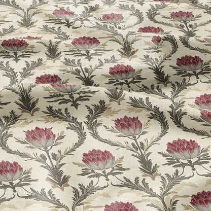 100% LINEN Fabric block print - , oatmeal natur linen fabric with blue floral print, heavy linen fabric for upholstery home decor 2014
