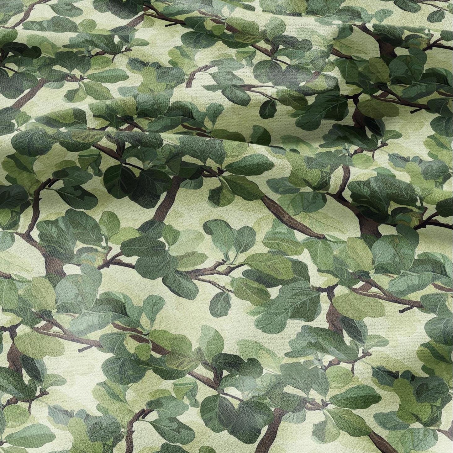 100% LINEN Fabric greenery floral - Fig tree leaves botanical for upholstery dressmaking curtains home textile Art Nouveau 2172