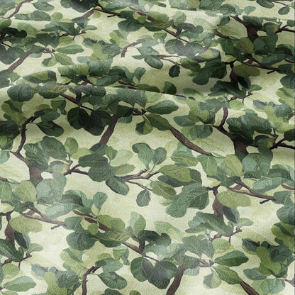 100% LINEN Fabric greenery floral - Fig tree leaves botanical for upholstery dressmaking curtains home textile Art Nouveau 2172