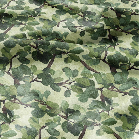 100% LINEN Fabric greenery floral - Fig tree leaves botanical for upholstery dressmaking curtains home textile Art Nouveau 2172