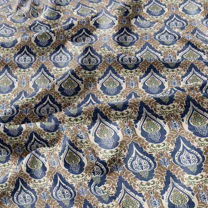 100% linen Vintage Brown Paisley Print fabric for Curtain Upholstery Cushion - Vintage Indian block print fabric for dress making sewing