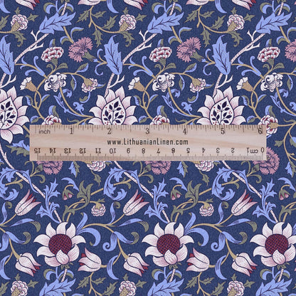 100% linen fabric William Morris EVENLODE print - Victorian Art crafts Historical pattern 2529