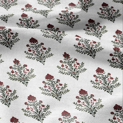 100% LINEN Fabric Karnikara block print - Indian floral linen heavy for upholstery home decor - medium for dress making 2832