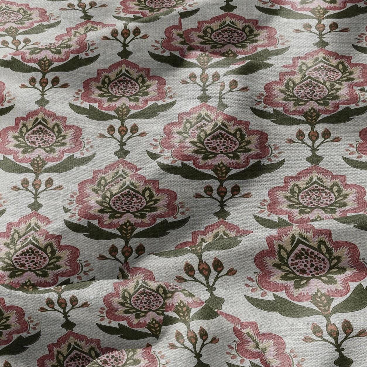 100% LINEN Fabric Paisley print - colorful indian block print on linen print upholstery curtains dress making