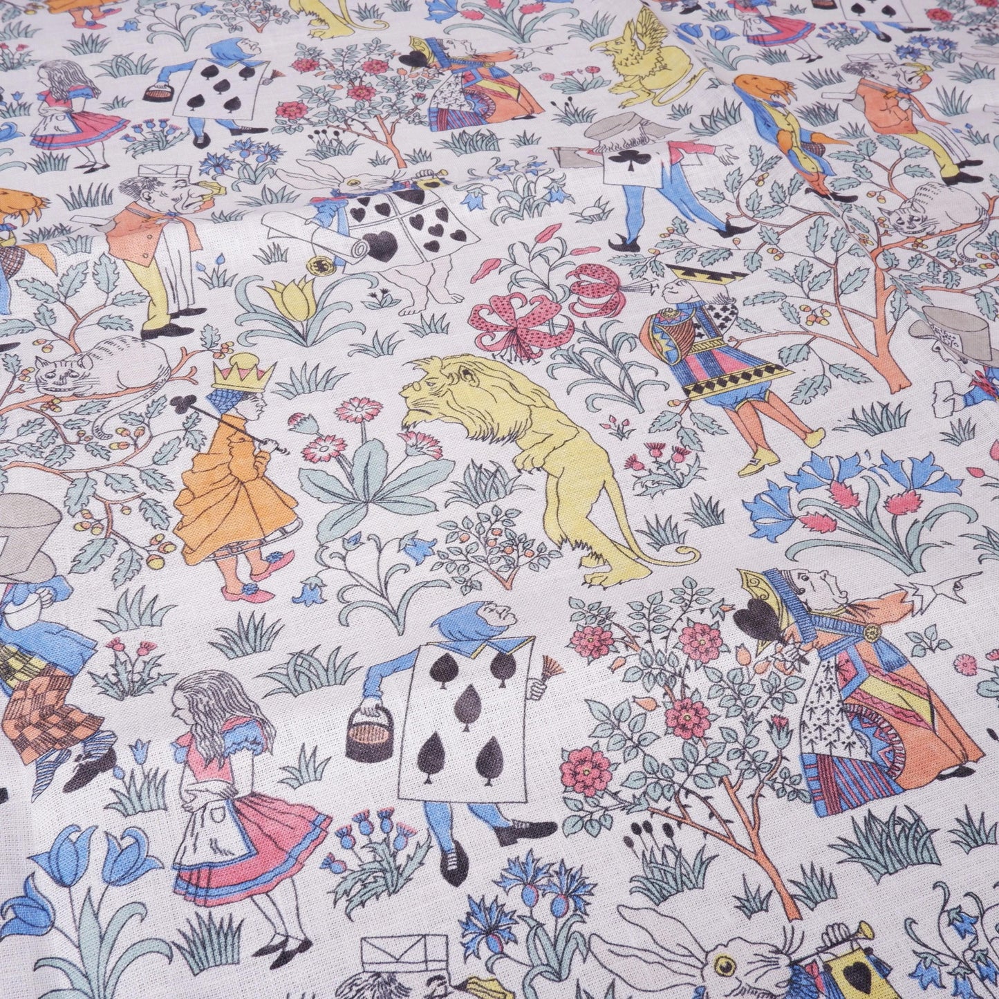 100% linen fabric - Alice in Wonderland by Voysey - Victorian Art crafts - Historical pattern for upholstery dress making 2984