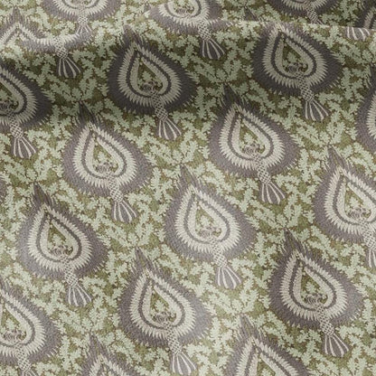 100% linen Vintage Eagles fabric for Curtain Upholstery Cushion - grey green print fabric for dress making sewing