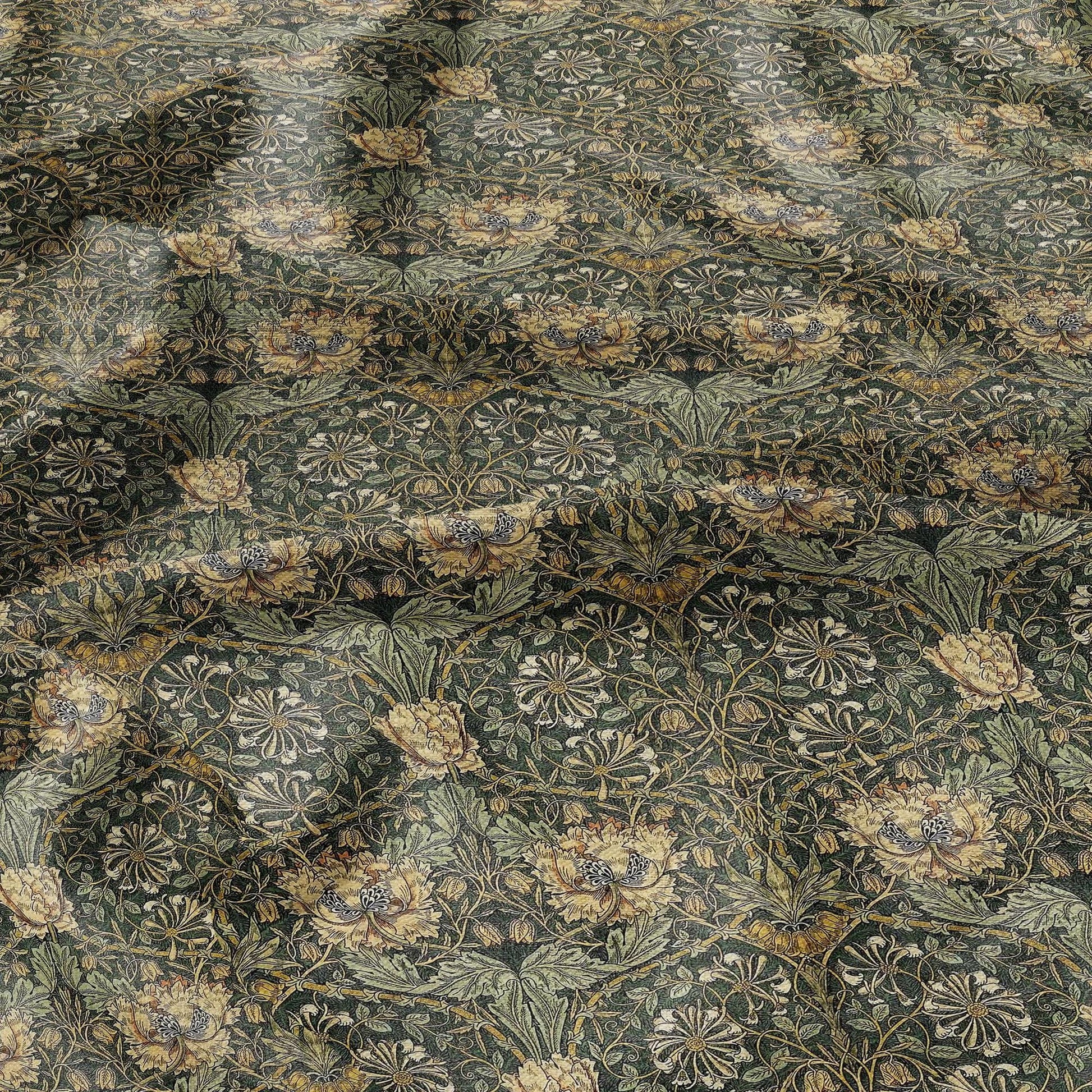 100% linen fabric William Morris Honeysuckle print - Victorian Art crafts linen Fabric - Historical pattern fabric upholstery dress making