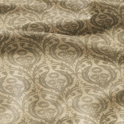 100% linen fabric William Morris Beige print - beige Victorian Art crafts linen Fabric - Historical pattern upholstery dress making
