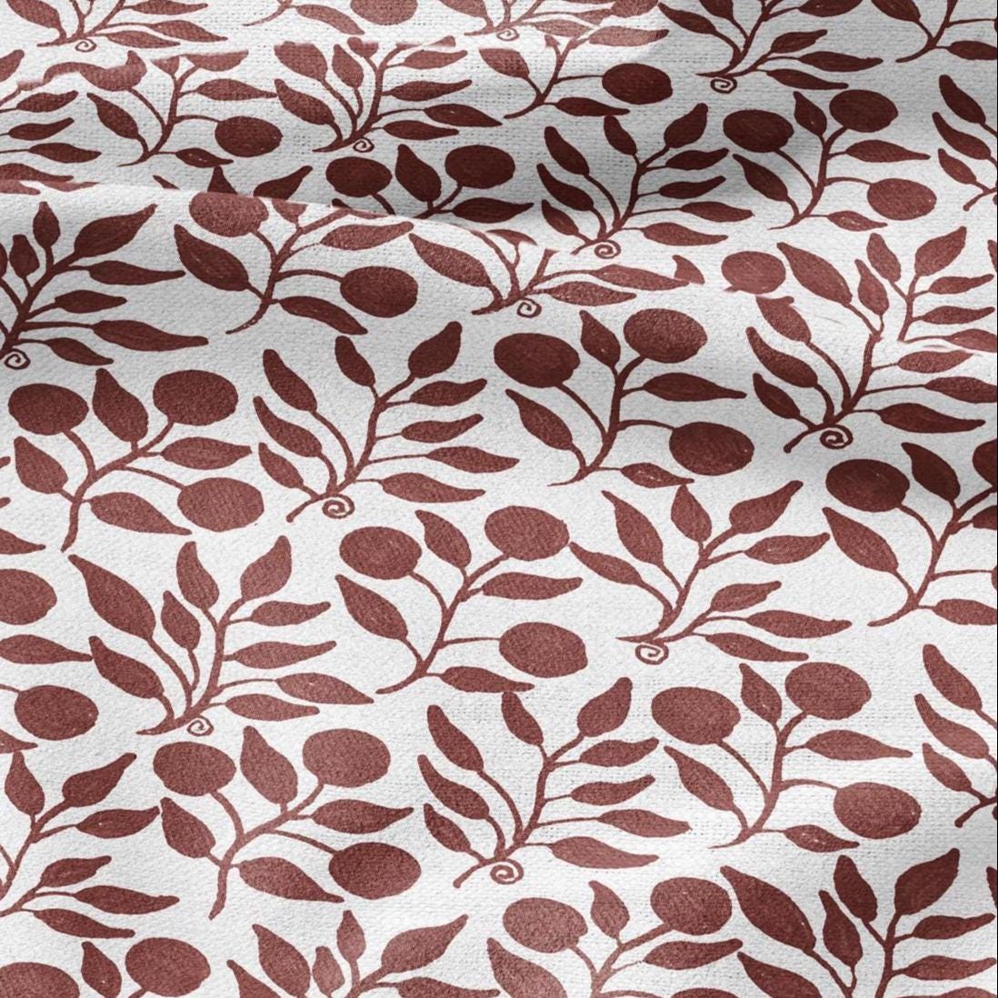 100% LINEN Fabric William Morris Rosehip red print - British linen floral upholstery home textile Victorian fabrics 3287