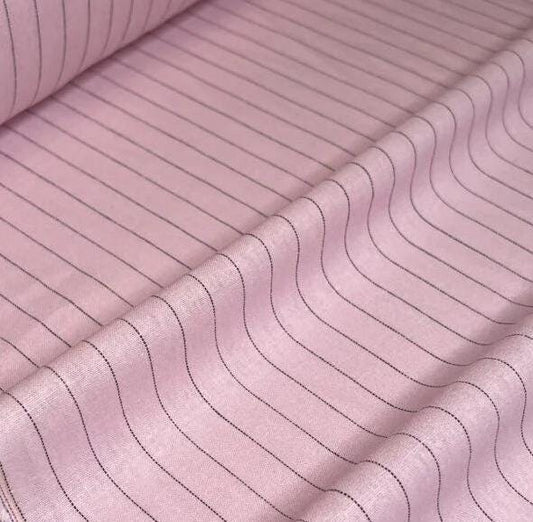 Premium Linen striped Fabric in pale pink | Toulouse stripe Medium weight multicolor stripes for clothing home textile